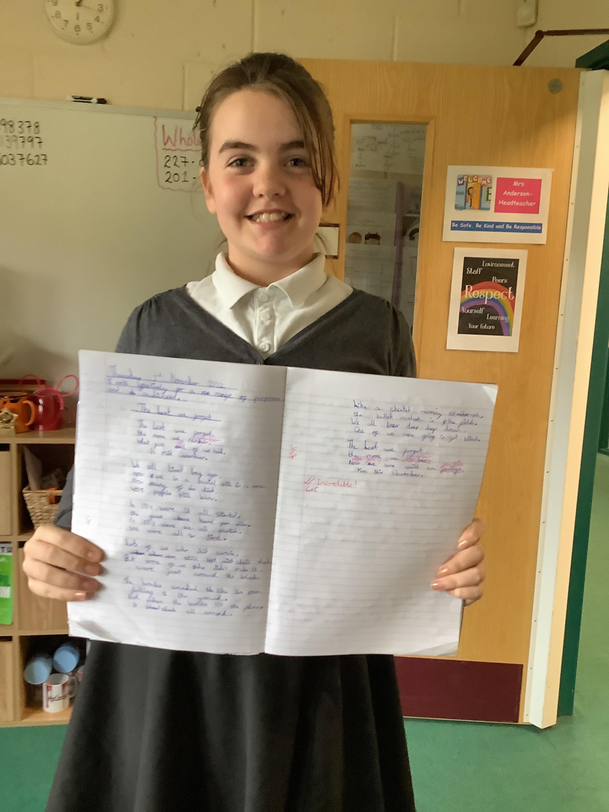 Charlotte wrote the most wonderful WW1 poem. Great job!