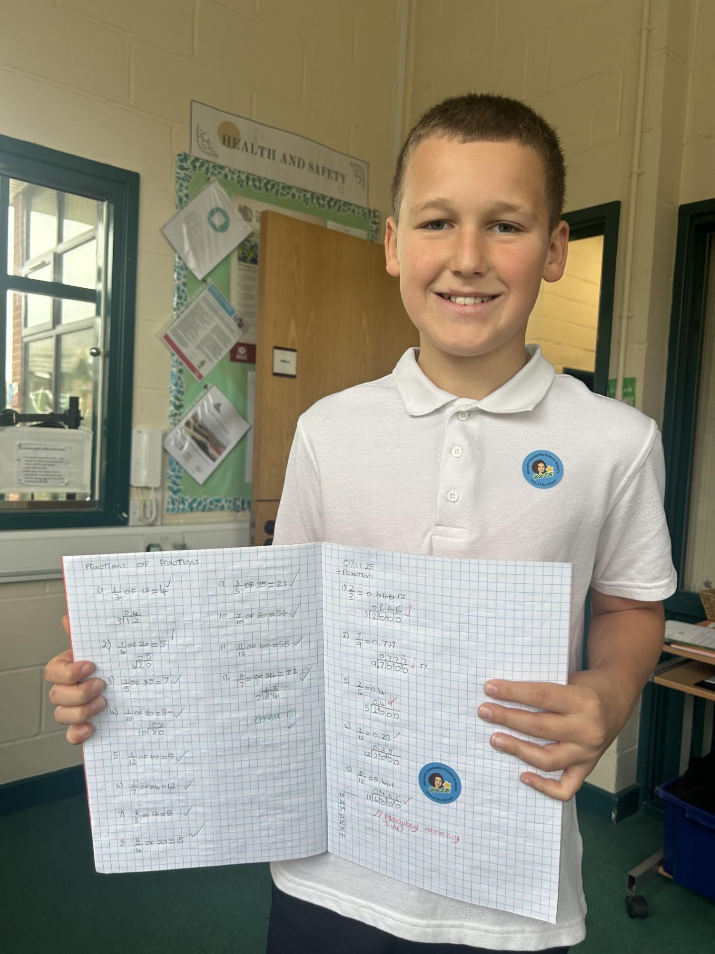 Jude was so proud to show me his amazing Maths work! Super confident today!