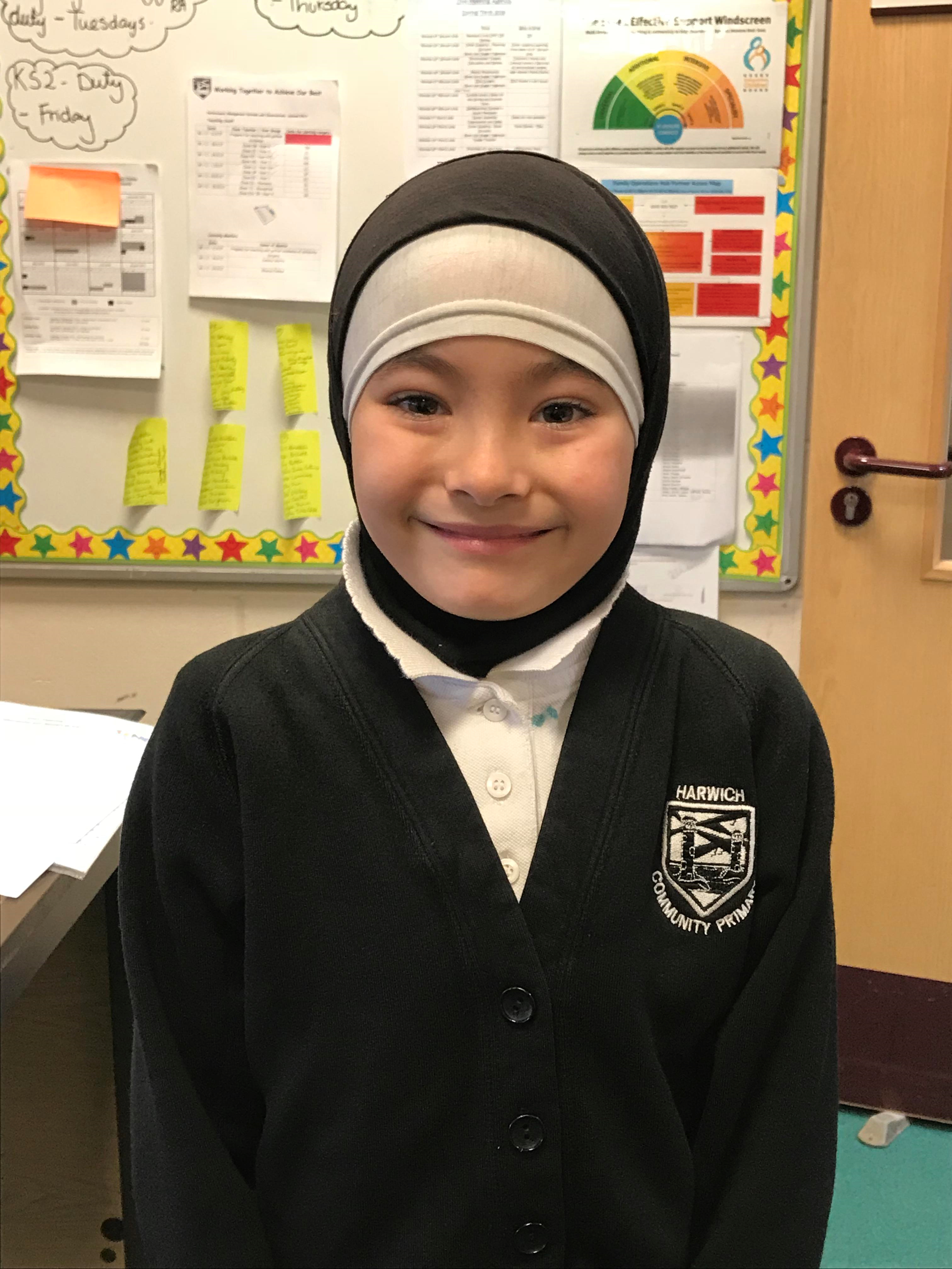 Hana was on time to learn this week! Great!