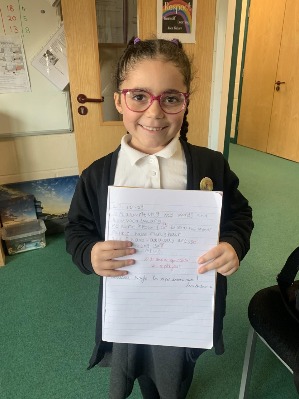 Nayla has worked sooo hard on her neat writing and look at what she has achieved
