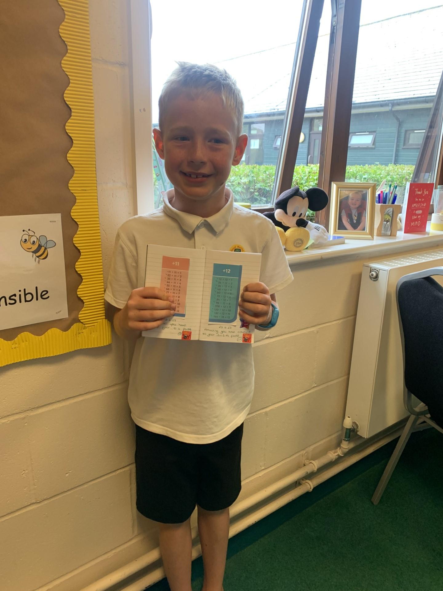 Well done, Trav. You know all your timestable and their division facts too!!